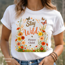 Bleib Wild Flower Child Boho Floral Grafik