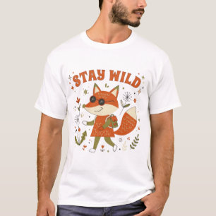 Bleib wild Fuchs Retro Vintage Tier Grafik T-Shirt