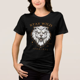 Bleib wild, furchtloses Löwen-T-Shirt | Unisex Äst Tri-Blend Shirt
