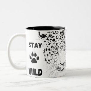Bleib Wild Leopard Grafik Zweifarbige Tasse
