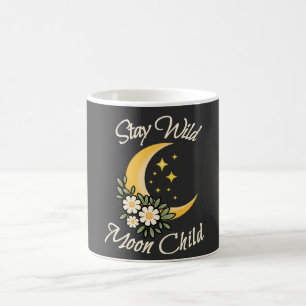 Bleib wild, Mondkind   Boho-Halbmond mit Gänseblüm Kaffeetasse