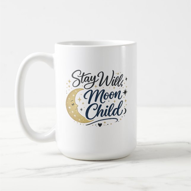 Bleib wild, Mondkind Himmlischer Boho-Kaffeebecher Kaffeetasse (Links)