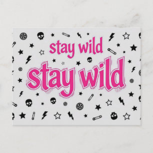Bleib wild Pink Grunge Rocker Postkarte