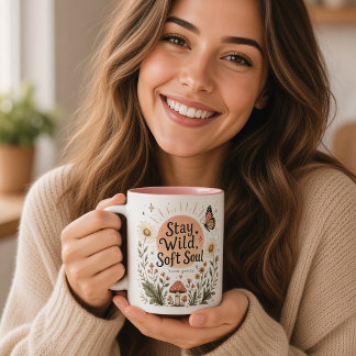 Bleib wild, sanfte Seele Zweifarbige Tasse