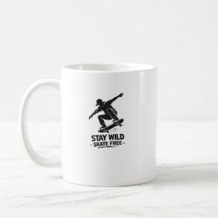 Bleib wild Skate frei Skater Silhouette Design Kaffeetasse
