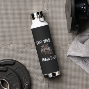 Bleib Wild Trainiere Hart Wolf Wasserflasche Fitne Trinkflasche