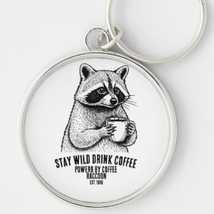 Bleib wild, trinke Kaffee Waschbär Anpassbar Schlüsselanhänger