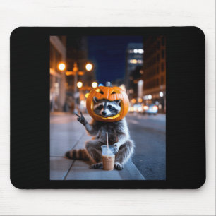 Bleib wild Waschbär Halloween Eiscafé trinken Mousepad