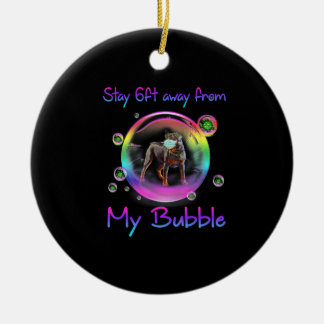 Bleibe 1,50 m von meinem Rottweiler-Hundeschenk en Keramik Ornament