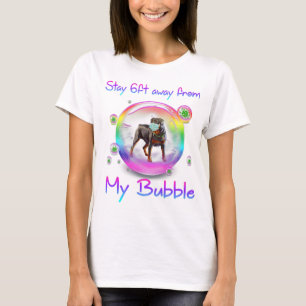 Bleibe 1,50 m von meinem Rottweiler-Hundeschenk en T-Shirt