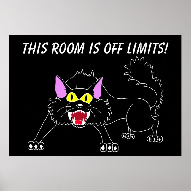 Bleibe aus meinem schwarzen Katzen-Poster im Zimme Poster (Vorne)