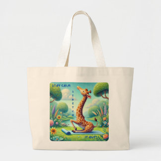 Bleibe Calm Stretch It Out - Giraffe Yoga Design Jumbo Stoffbeutel