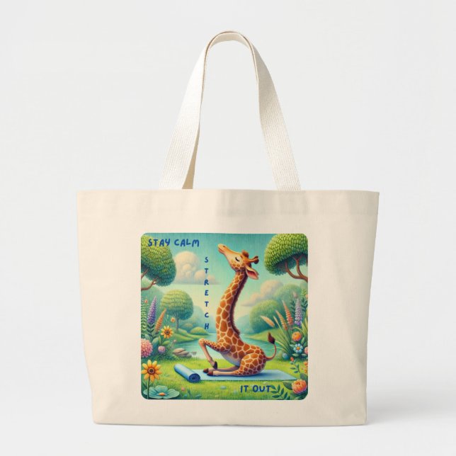 Bleibe Calm Stretch It Out - Giraffe Yoga Design Jumbo Stoffbeutel (Vorne)
