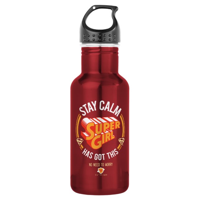 Bleibe Calm Supergirl hat dies Got Edelstahlflasche (Vorderseite)