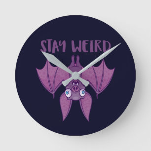 Bleibe Cartoon Bat Runde Wanduhr