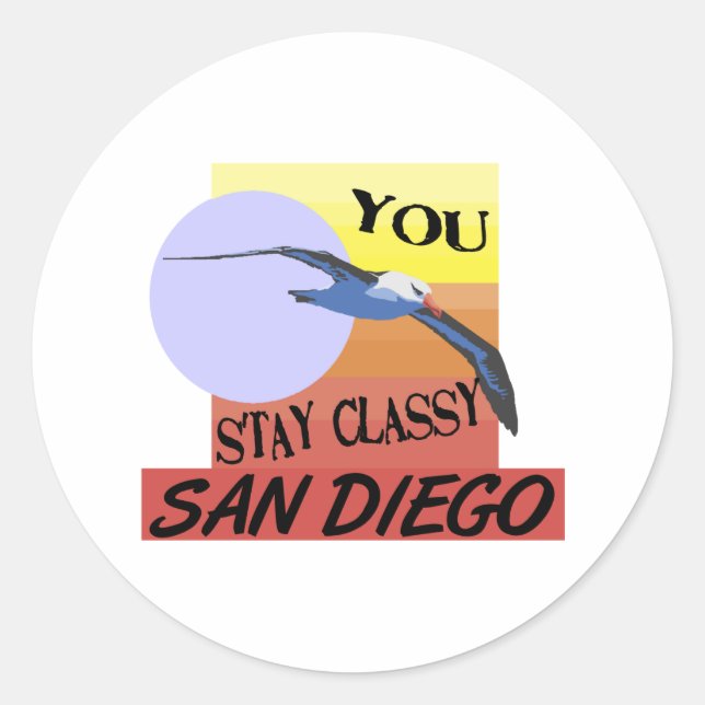 Bleibe Classy San Diego Runder Aufkleber (Vorderseite)