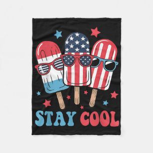 Bleibe Cool Popsikel 4. Juli Patriotische USA Amer Fleecedecke