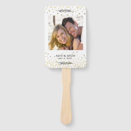 Bleibe Cooler Gold Confetti Foto Hochzeitshandfans Fächer