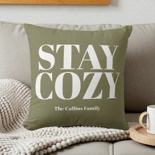 Bleibe Cosy Green Festival White Typografy Holiday Kissen