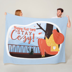 Bleibe Cosy Hygge Herbst Herbst FolkArt Deco ADD N Fleecedecke