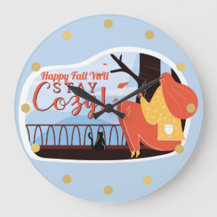 Bleibe Cosy Hygge Herbst Herbst FolkArt Deco ADD N Große Wanduhr