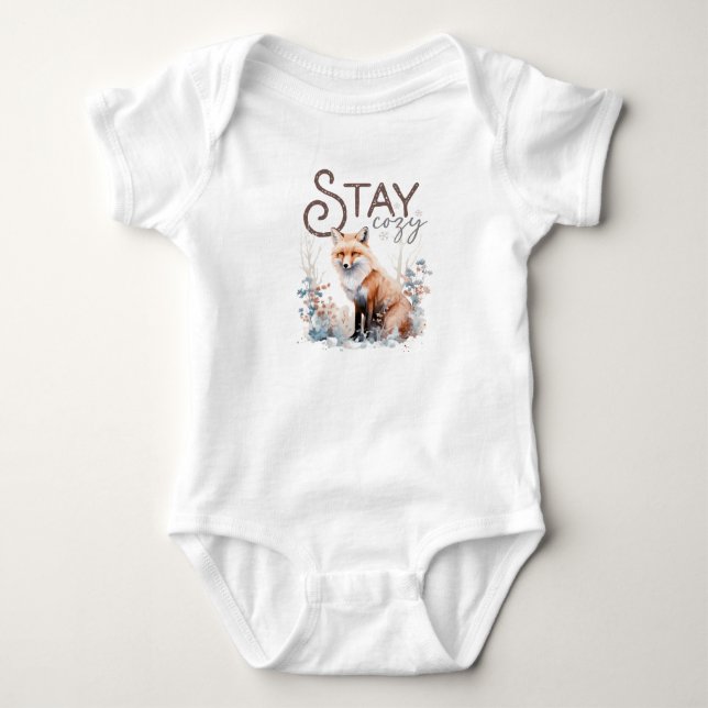 Bleibe Cosy Woodland Fox Weihnachten Baby Strampler (Vorderseite)