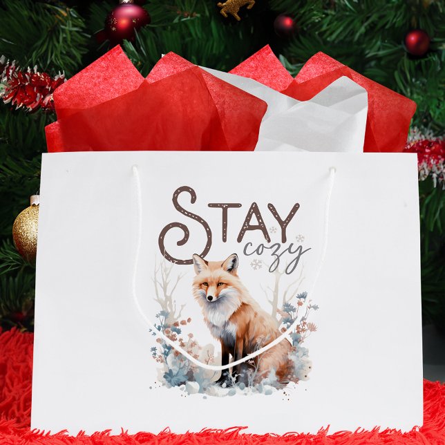 Bleibe Cosy Woodland Fox Weihnachten Große Geschenktüte (Von Creator hochgeladen)