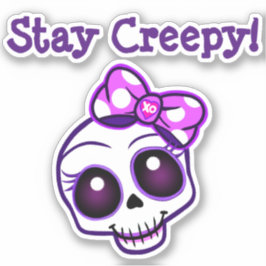 "Bleibe Creepy!" Creepy Kawaii Skull Vinyl Sticker