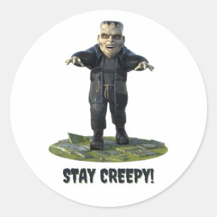 Bleibe Creepy! Frankensteins Monster Runder Aufkleber