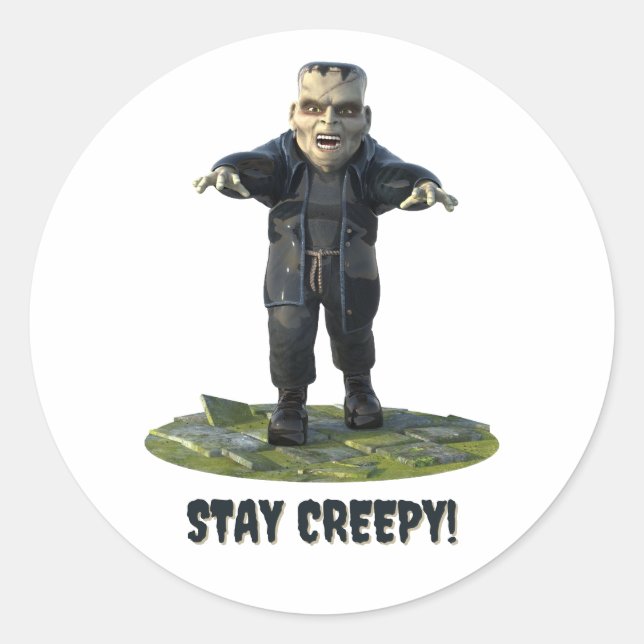Bleibe Creepy! Frankensteins Monster Runder Aufkleber (Vorderseite)