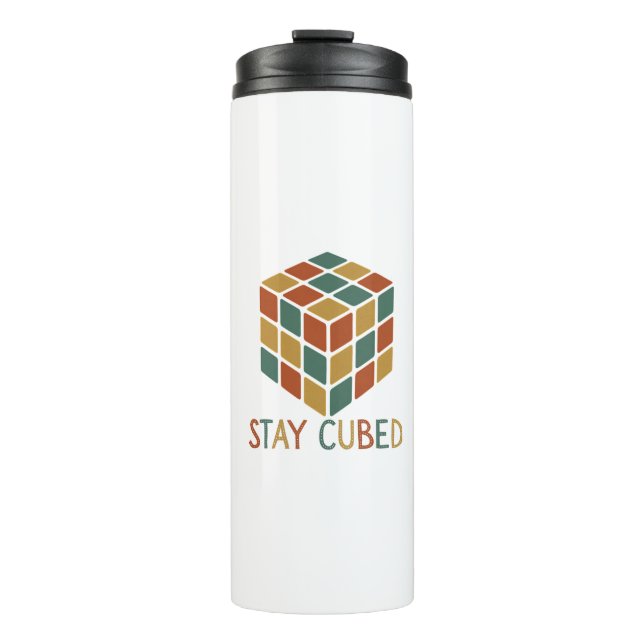 Bleibe Cubed | Puzzle im Stil eines Logic Cube Ret Thermosbecher (Vorderseite)