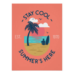Bleibe den Coolen Sommer hier Beach Sunset Poster