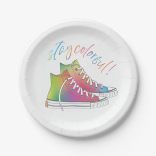 Bleibe Design von Krawatte-Farbstoff-High-Top-Snea Pappteller