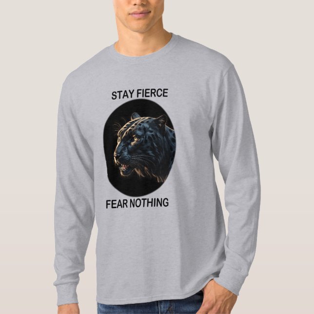 Bleibe Fierce Angst Nichts Schwarzes Panther T-Shirt (Vorderseite)