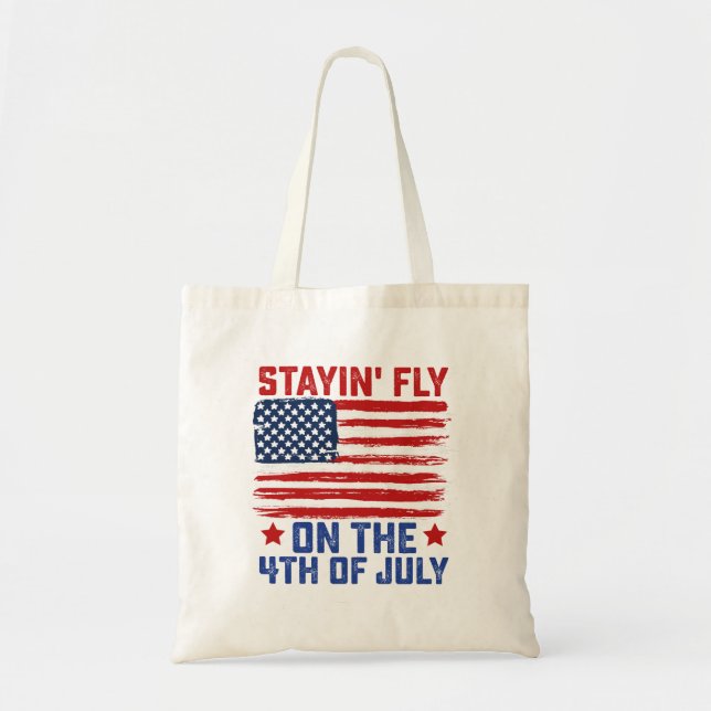 Bleibe Fliege am 4. Juli Amerikanische Flagge USA Tragetasche (Vorne)