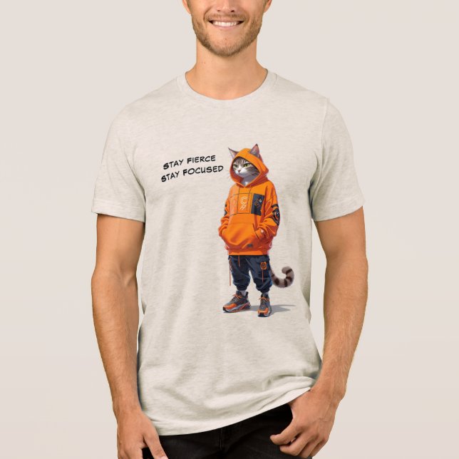 Bleibe, fokussiert Bleibe - Anpassbar Tri-Blend Shirt (Vorderseite)