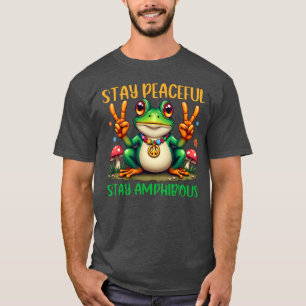 Bleibe Friedlich Bleibe Amphibien, Groovy Funny Fr T-Shirt