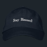 "Bleibe gesegnet!" Navy Cap - Personalisierter Hut<br><div class="desc">Diese Baumwollkappe mit der aufziehenden Nachricht "Bleibe gesegnet!" bestickt mit Sorgfalt für eine Touch von Positivität. Das verstellbare Gurtband sorgt für eine komfortable Einheitsform, die für jeden Träger vielseitig einsetzbar ist. Diese aus robuster Baumwolle gefertigte Kappe ist perfekt für die Verbreitung guter Schwingungen geeignet und ist ein nachdenkliches Geschenk für...</div>