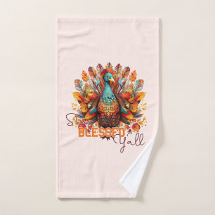 Bleibe gesegnet Y'all mit farbenfroher Türkei Badhandtuch Set