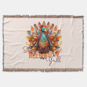 Bleibe gesegnet Y'all mit farbenfroher Türkei Decke