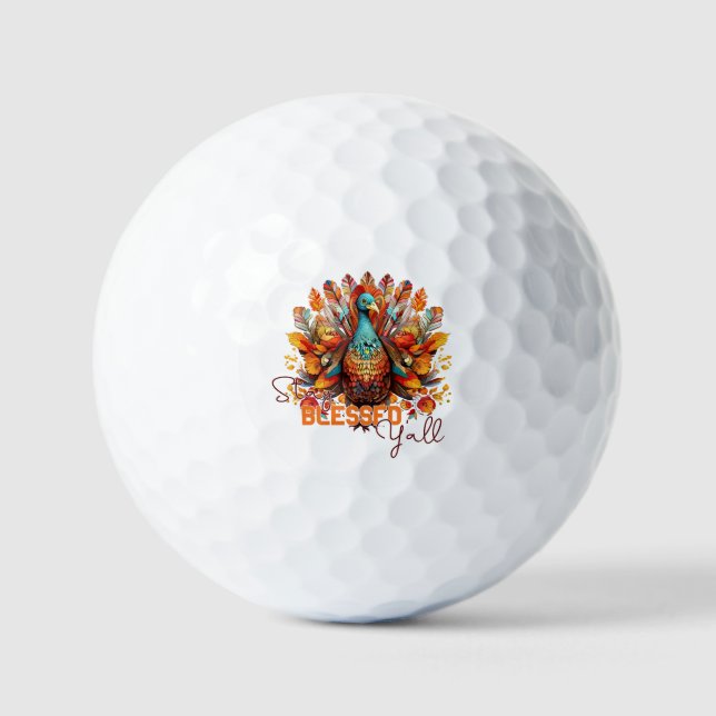 Bleibe gesegnet Y'all mit farbenfroher Türkei Golfball (Vorderseite)