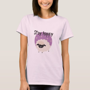 Bleibe glückliche Kawaii niedliche, lustige weiße  T-Shirt