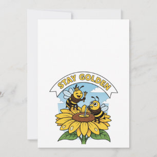 Bleibe Golden - Biene und Blume Illustration Dankeskarte
