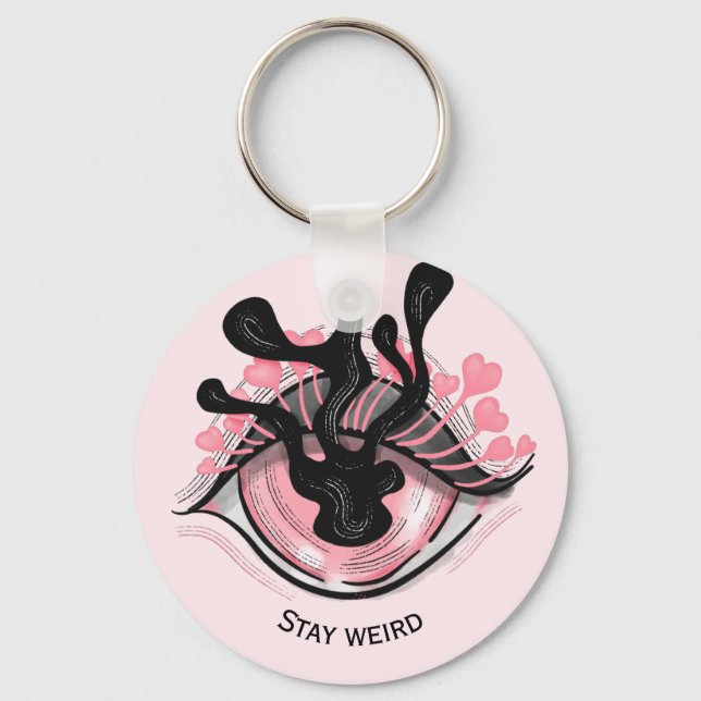 Bleibe Goth Pink Eye Creepy Horror Wicca Schlüsselanhänger (Vorderseite)