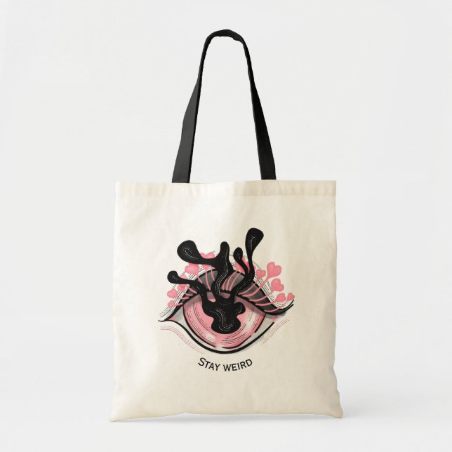 Bleibe Goth Pink Eye Creepy Horror Wiccart Tragetasche (Vorne)