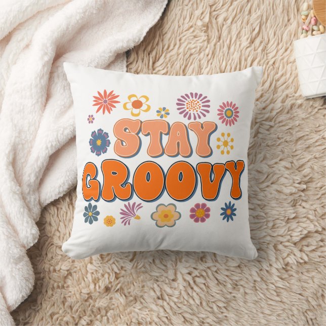 Bleibe Groovy Blume Power 60er Retro Kissen (Decke)
