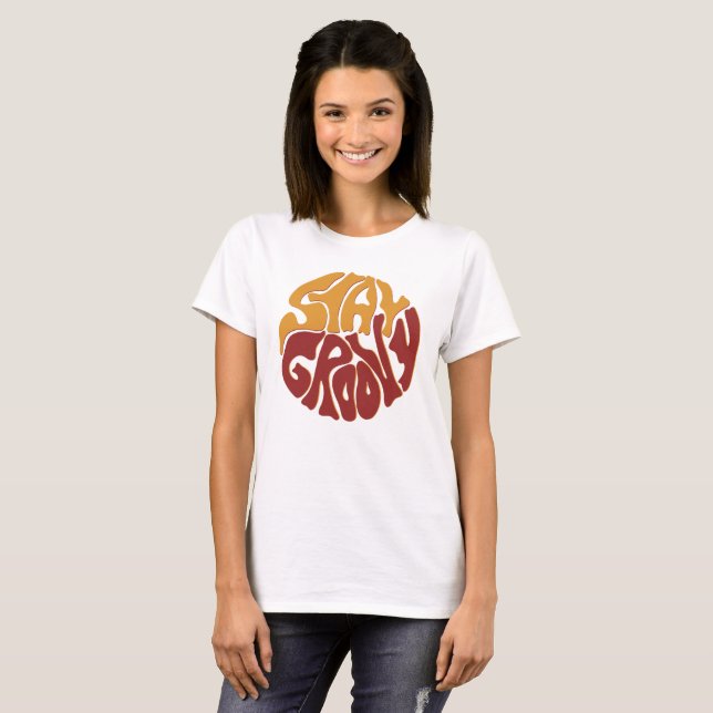 Bleibe Groovy mit einem Splash aus Rot und Gelb T-Shirt (Vorne ganz)