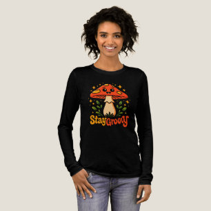 Bleibe Groovy Mushroom T - Shirt - Niedlich Retro