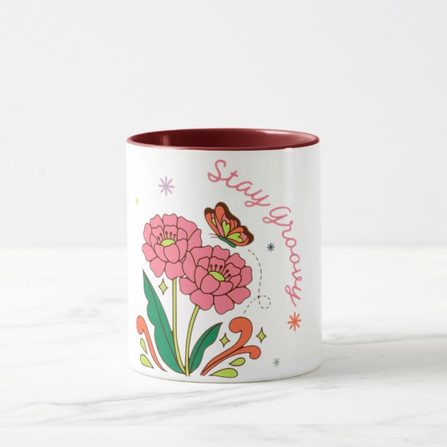 Bleibe Groovy Tasse (Zentrum)