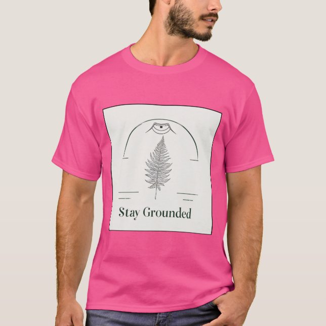 Bleibe Grounded - Minimalistische Fern Leaf Retro  T-Shirt (Vorderseite)
